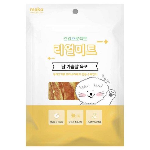 강아지 건강프로젝트 리얼미트 수제간식 닭 가슴살 육포, 260g, 1개, 닭가슴살 육포