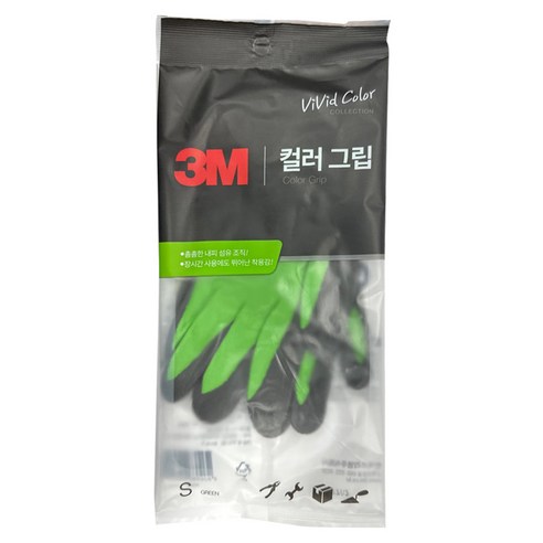 쓰리엠 컬러 그립 니트릴 폼 코팅장갑 그린, 1세트