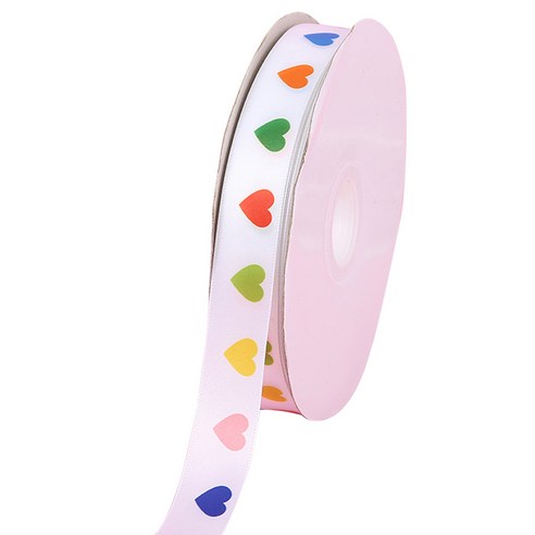 아이엔피 공단 패턴 인쇄 리본 20mm, 03 하트, 22m, 1개