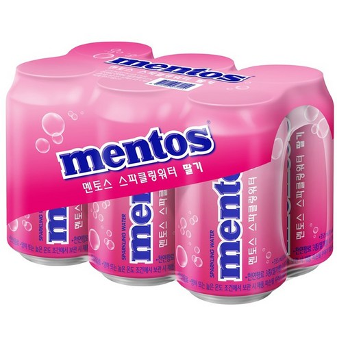 멘토스 스파클링 워터 딸기 6p, 355ml, 6개