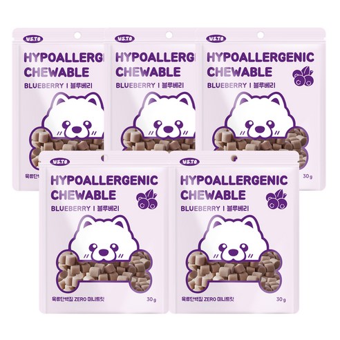 비토 반려동물 하이포알러제닉 츄어블, 블루베리맛, 30g, 5개