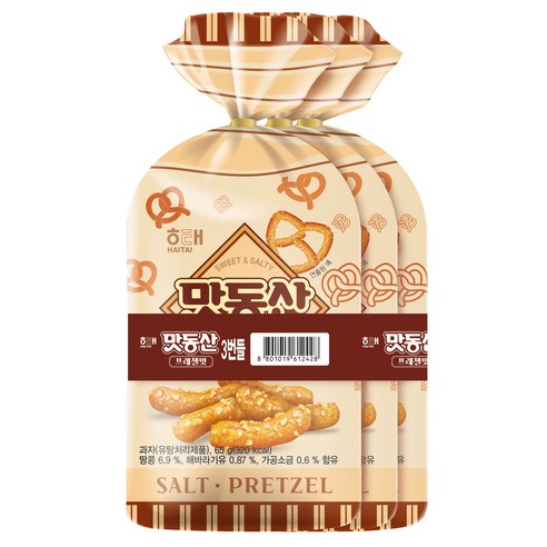 해태제과 맛동산 프레첼맛, 3개, 65g