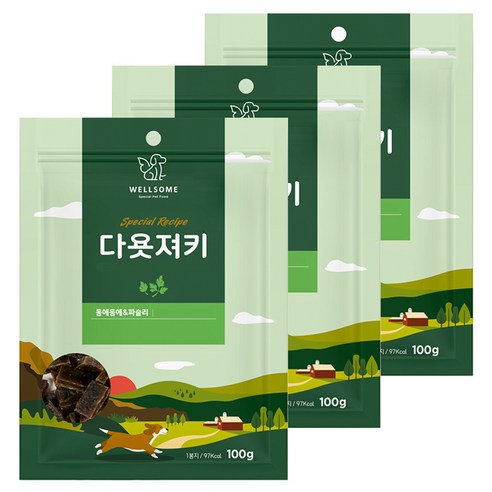 웰썸 강아지 다욧져키 동애등에 간식, 100g, 3개, 파슬리맛