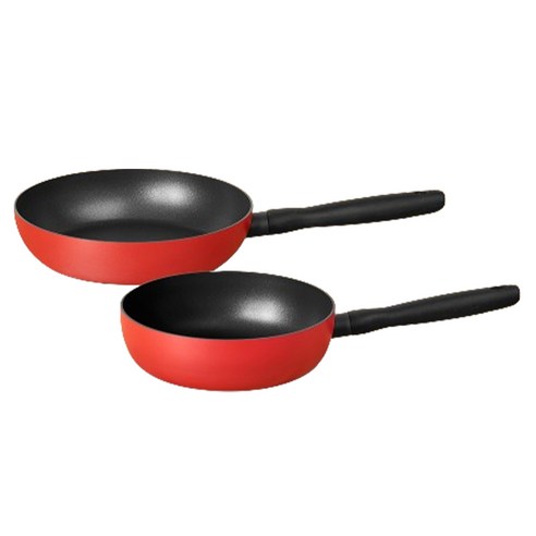마이어코리아 인덕션 바우하우스 시리즈 멀티팬 2종 세트, 로마 레드, 프라이팬 24cm + 멀티팬 22cm