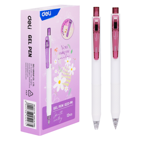 델리 노크식 칼라 젤펜 0.5mm EG22 12p, 퍼플, 1개