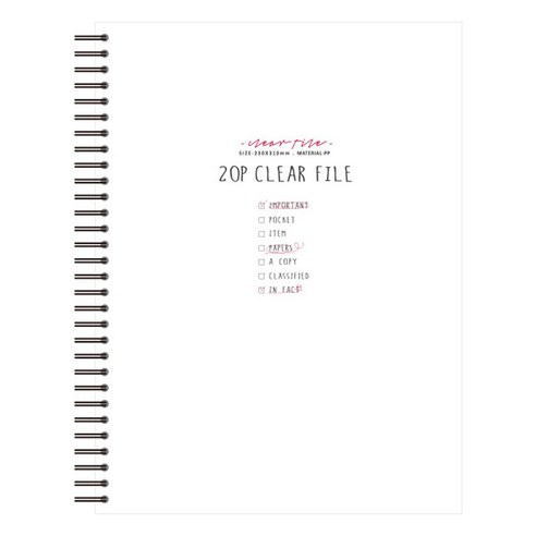 톡톡팬시 스프링 클리어 파일 20p, 화이트, 1개