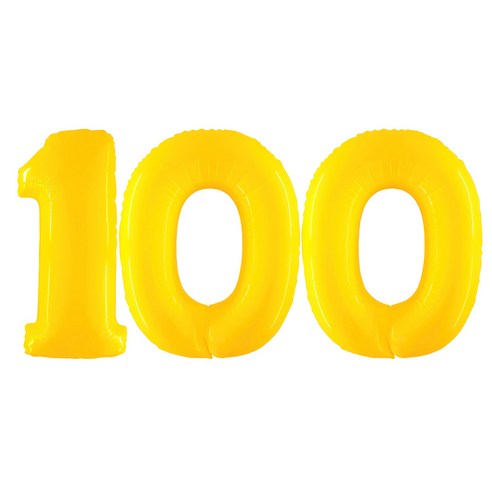 그라보벌룬 은박풍선 대 숫자 100, 옐로우, 1개