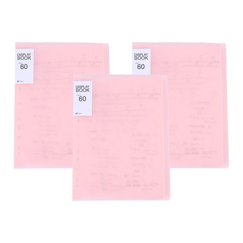 알로데 A4 반투명 폴더 파일 케이스 40페이지 3p 세트, TYPE 03 핑크, 1세트