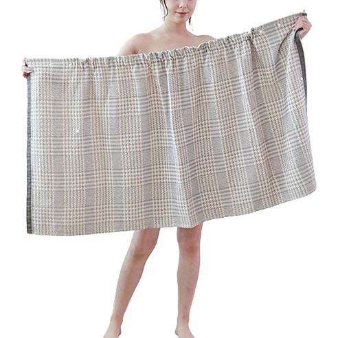 데이소이 소프트 원피스 샤워 가운 75 x 140 cm, 그레이 체크, 1개
