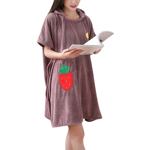 데이소이 상큼 후르츠 샤워 가운 90 x 180 cm, 딸기 퍼플, 1개