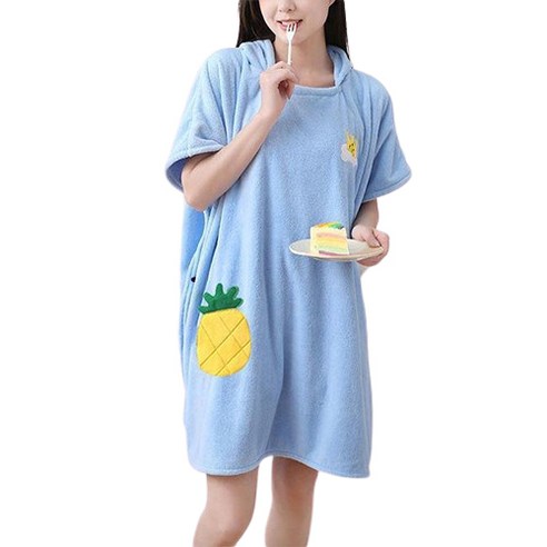 데이소이 상큼 후르츠 샤워 가운 90 x 180 cm, 파인애플 블루, 1개