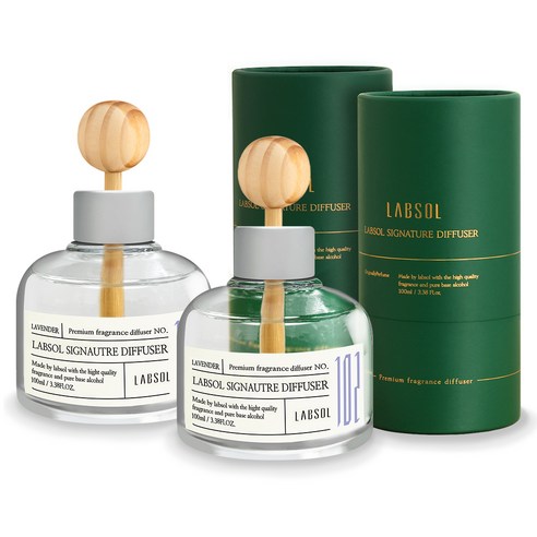 랩솔 차량용 퍼퓸 디퓨저 100ml 본품, 라벤더, 2개