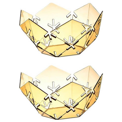 블럭마트 럭셔리 투명 꽃잎 주방볼 TYPE2, 옐로우, 2개