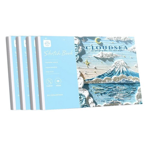 알로데 미술 드로잉 스케치북 TYPE04 푸른산, A4, 50매, 4개