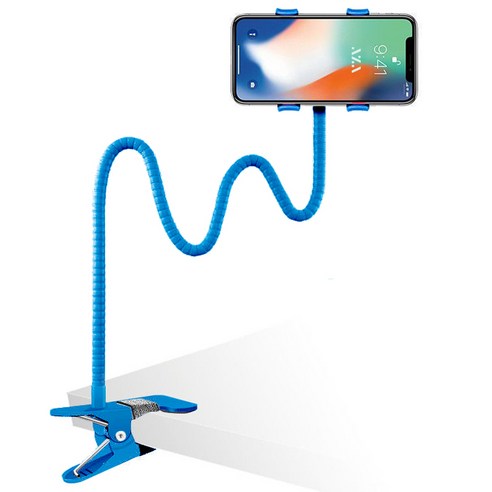 일상가득 아자벨 스네이크 집게형 휴대폰 거치대 97mm, 블루, 1개