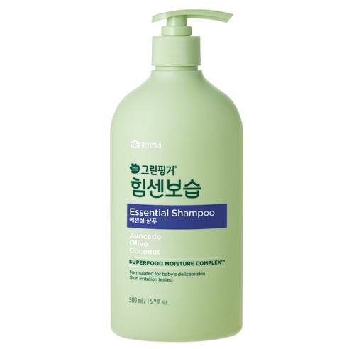 그린핑거 유아용 힘센보습 에센셜 샴푸 마일드 오렌지 그린티 향, 500ml, 1개