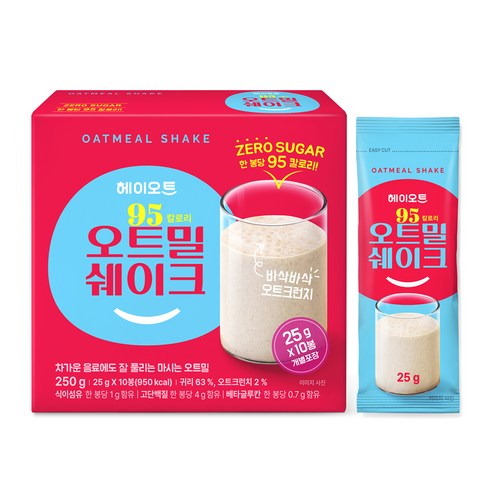 헤이오트 95칼로리 오트밀 쉐이크 10p, 250g, 1개 해피믹스단백질쉐이크