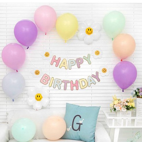 파티팡 생일파티 장식세트, 데이지 마카롱 풍선, 1세트