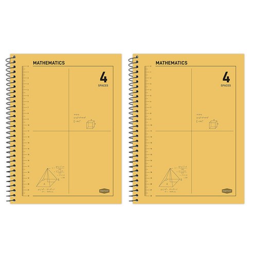 핑크풋 3000 4분할 수학 연습장, 옐로우, 2개