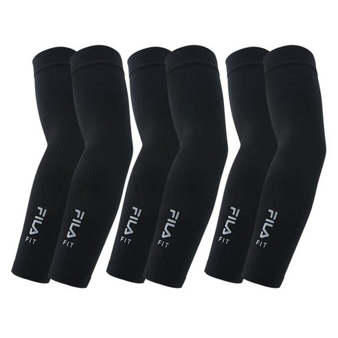 휠라 핏 3X밴더 쿨토시 암슬리브 2p, 블랙, 3세트