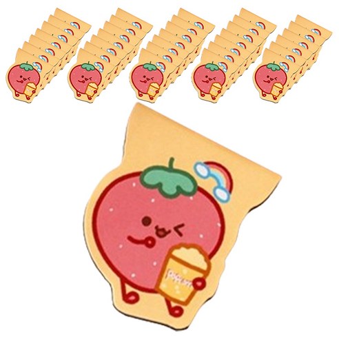 마켓감성 아기자기 캐릭터 북마크, 딸기, 30개
