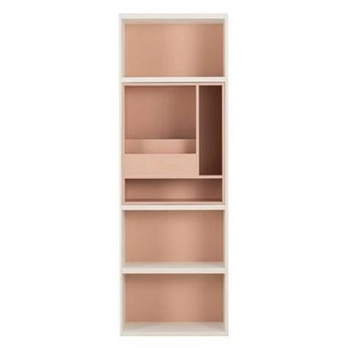 리바트 프레일 600 5단 수납형 책장 방문설치, 핑크(뒷판) + 핑크(인서트) + 화이트(바디)