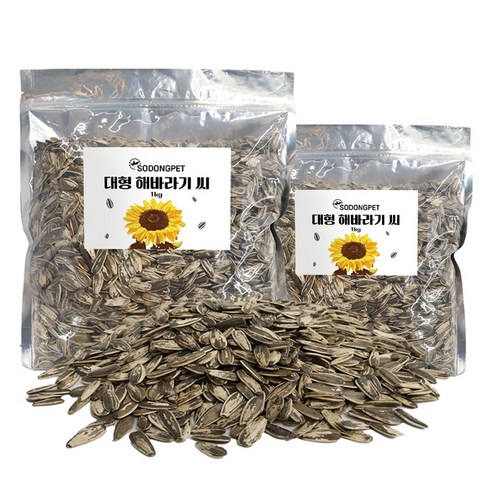 리프패럿 소동펫 대형 해바라기 씨 사료, 1kg, 2개