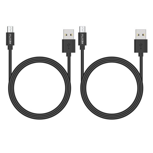 넥스트 A타입 마이크로 5핀 고속충전 데이터 케이블 NEXT-AM5101U2, 2개, 블랙