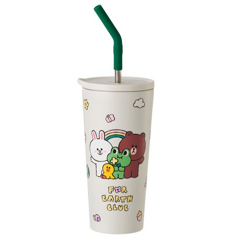 락앤락 데일리 라인프렌즈 스트로우 텀블러 LHC4304WHT, 화이트, 550ml, 1개
