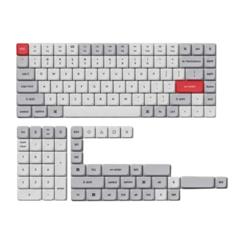 키크론 액세서리 염료승화 로우 프로파일 PBT 키캡 풀 세트 133키, Light Gray + White, PBT-64-EN