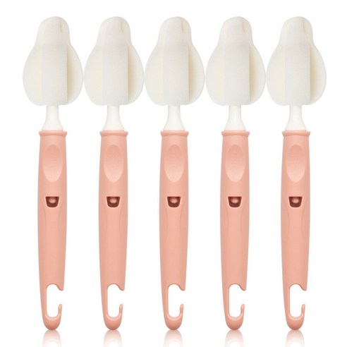 리에또 유아용 젖병 젖꼭지 세척 솔, 5개, 피치핑크