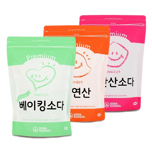 생활세제 프리미엄 베이킹소다 1kg + 구연산 1kg + 과탄산소다 1kg 세트, 3세트