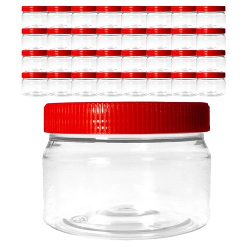 광구용기 원형 용기 + 적색캡 세트 500g, 40세트, 용기 + 캡