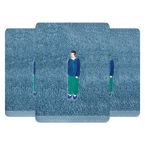 송월타월 선남선녀 세면타올 180g 40수 코마사, 진하늘, 3개
