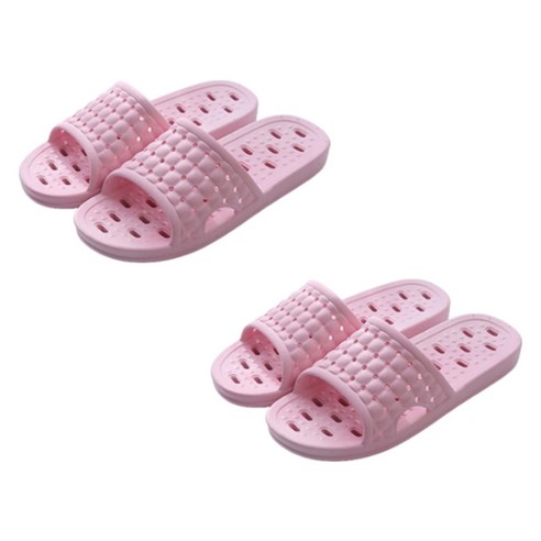 블럭마트 부드러운 물빠짐 욕실화, 핑크, 2개