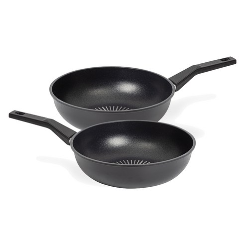 인터쿡 클래식 후라이팬 2종 세트, 궁중팬 28cm + 궁중팬 28cm, 블랙, 1세트