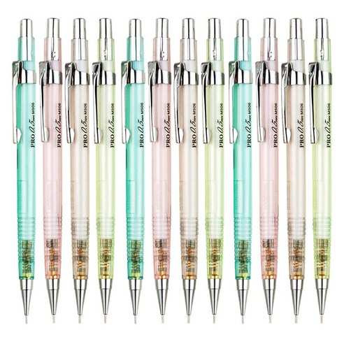 문화연필 투명 제도 샤프 색상혼합, 0.5mm, 12개