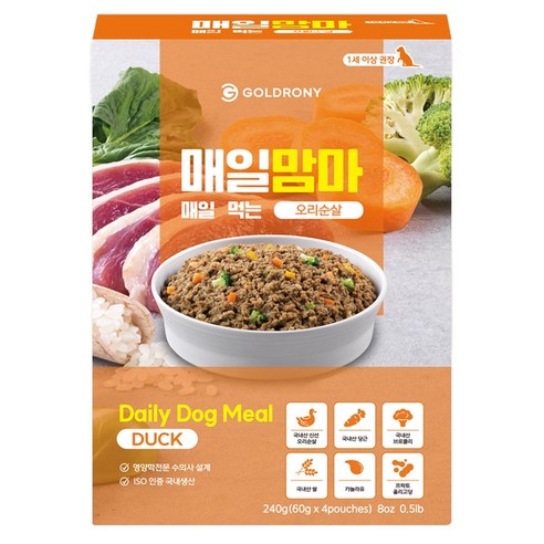 골드로니 강아지 매일맘마 오리순살 사료 4p, 오리, 240g, 1개