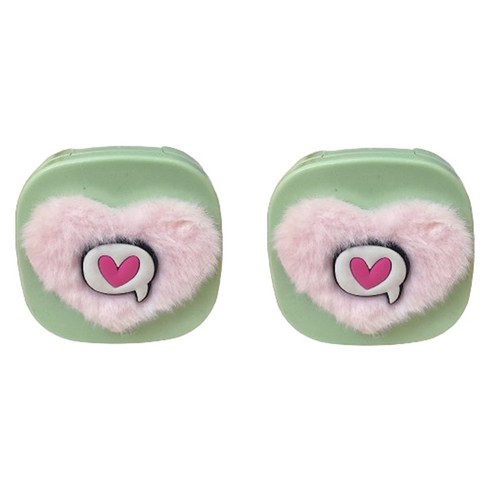 헬씨닷 칼라 사각 보들 하트 콘텍트렌즈통, 그린, 2개
