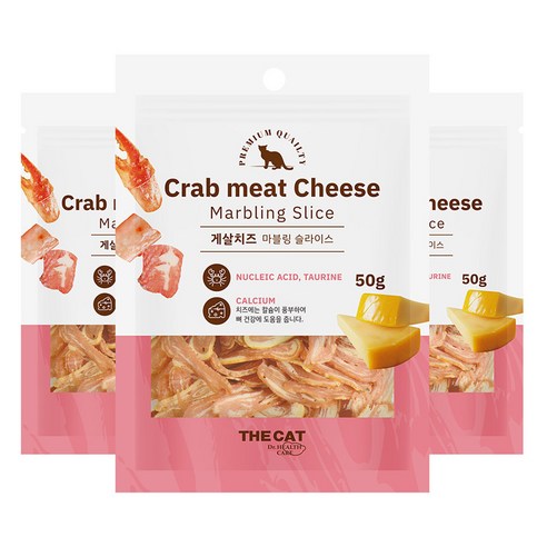 더캣 고양이 마블링 슬라이스 간식, 혼합맛(게살/치즈), 50g, 3개