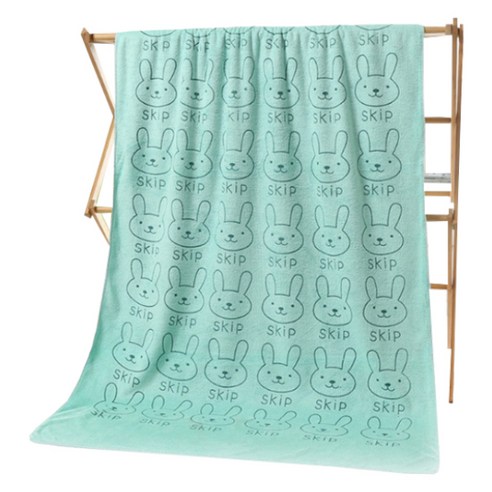 소니오 래빗앤베어 극세사 바스타월 70 x 140 cm, 07 시안래빗, 1개
