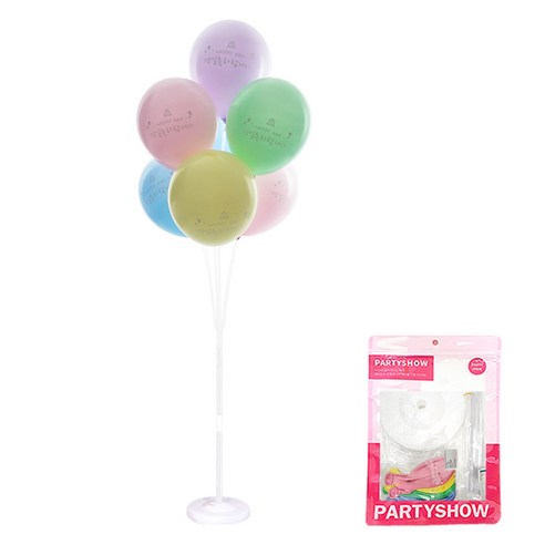 파티쇼 매트 파스텔 생일축하합니다 풍선꽂이장식 세트 130cm, 혼합색상, 1세트