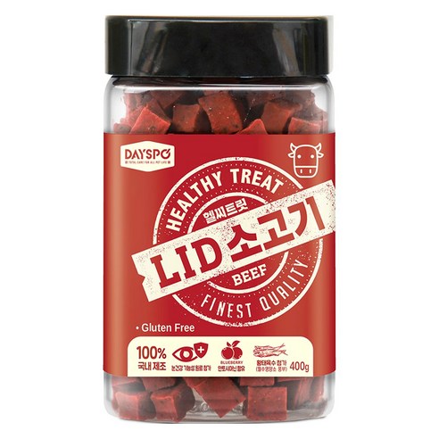 데이스포 강아지 헬시 트릿 LID 져키 간식, 소고기, 400g, 1개