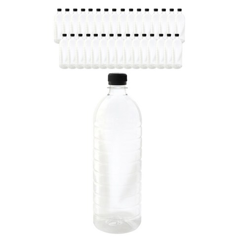 서울패키지 다용도 일회용 페트 공병 블랙캡, 32개, 900ml