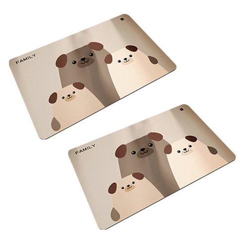블럭마트 귀여운 동물 규조토 발매트, 강아지, 2세트