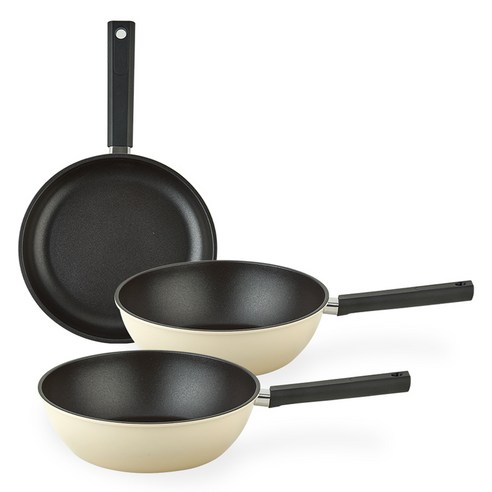 퀸센스 샌드 후라이팬 세트 3개, 베이지, 후라이팬 28cm + 궁중팬 24cm 2p, 1세트