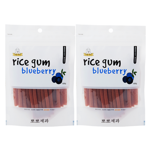 뽀뽀제과 강아지 노즈워크 훈련간식 블루베리 쌀껌, 100g, 4개