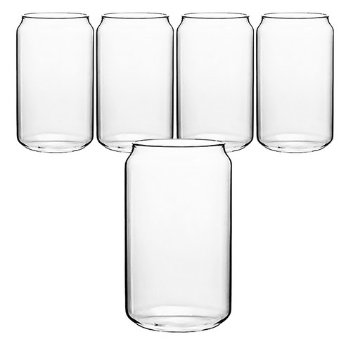 칼딘 홈카페 내열유리 베이직 비어캔 글라스 유리 컵 420ml, 투명, 5개