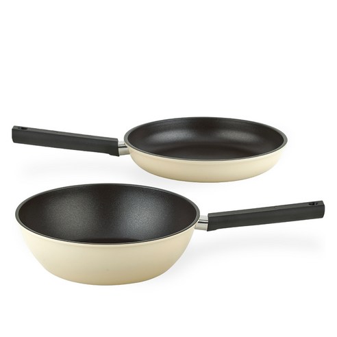 퀸센스 샌드 후라이팬 2종 세트, 베이지, 후라이팬 24cm + 궁중팬 28cm, 1세트