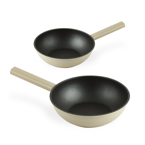 인터쿡 인덕션 센스 후라이팬 2종 세트, 베이지, 1세트, 28cm 궁중팬 + 24cm 궁중팬